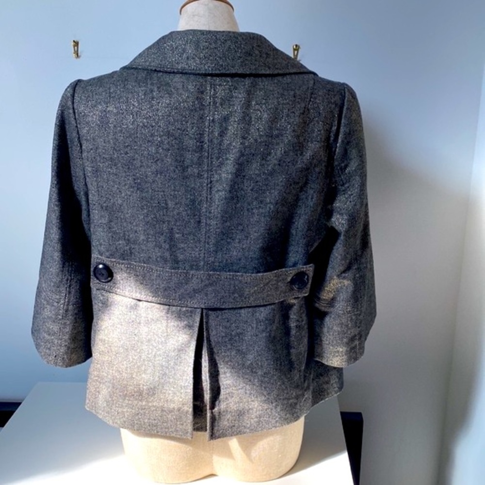 Double Breasted Wool Blend Jacket W/ Metallic Thr… - image 3
